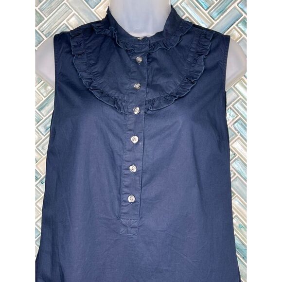 WOMENS Tommy Hilfiger NAVY BLUE SLEEVELESS 100% COTTON POCKETS SHIFT DRESS SZ 2 - Picture 2 of 10